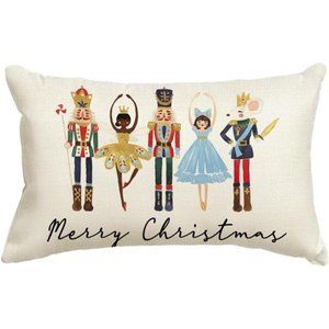 Nutcracker Pillow Cover Decorative Case Accent Xmas Holiday Home Christmas Decor